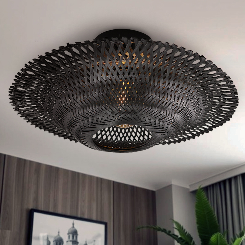 Lampe plafond en rotin noire, Cordoba