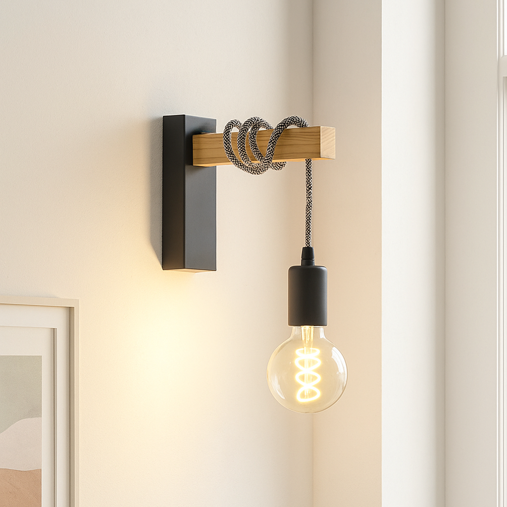 Applique murale noire en bois, Rena