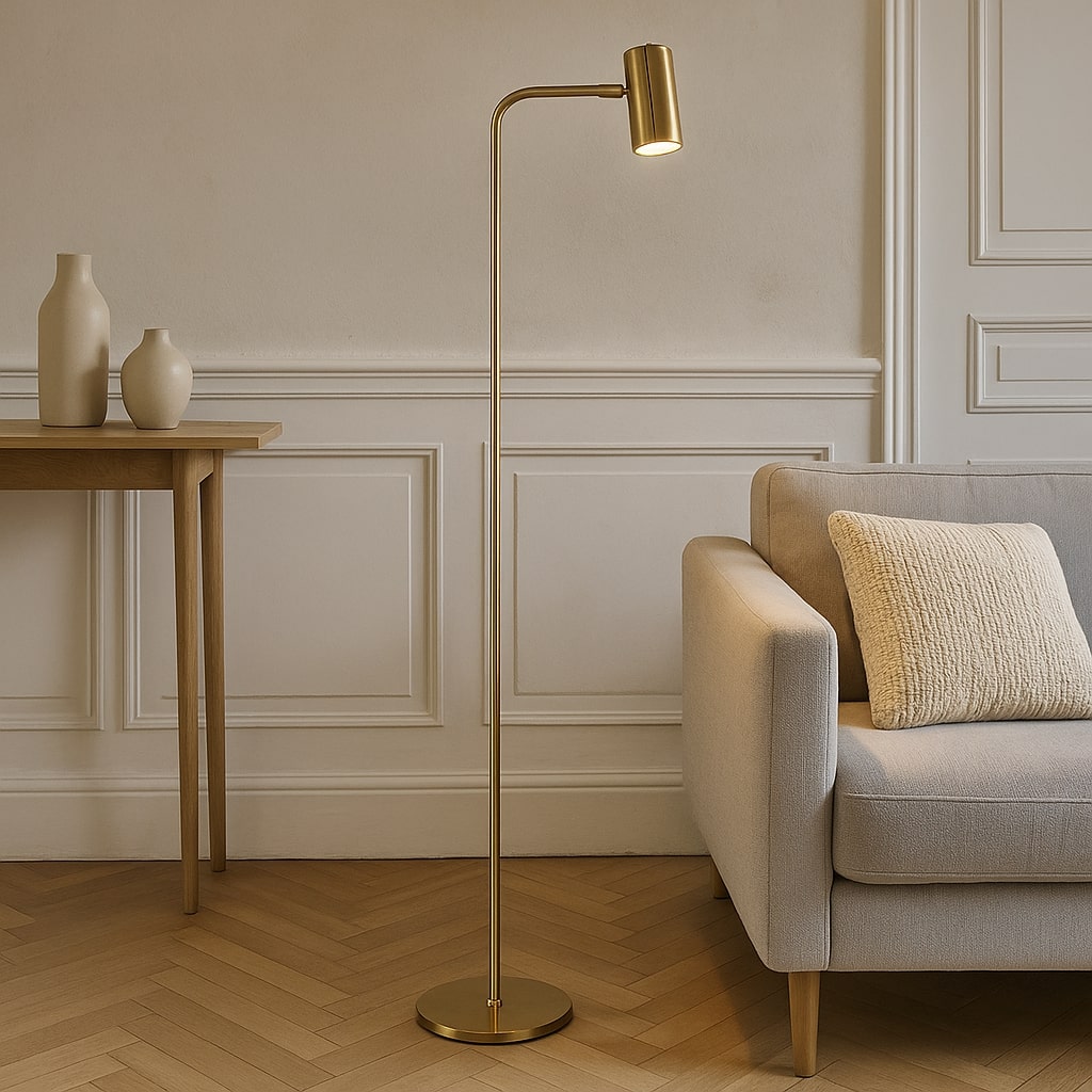 Lampadaire laiton moderne, Carlos, avec interrupteur