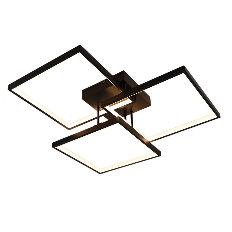 Lampe plafond noire moderne, Giorgio, 38W, 2700K LED, gradable en 3 étapes