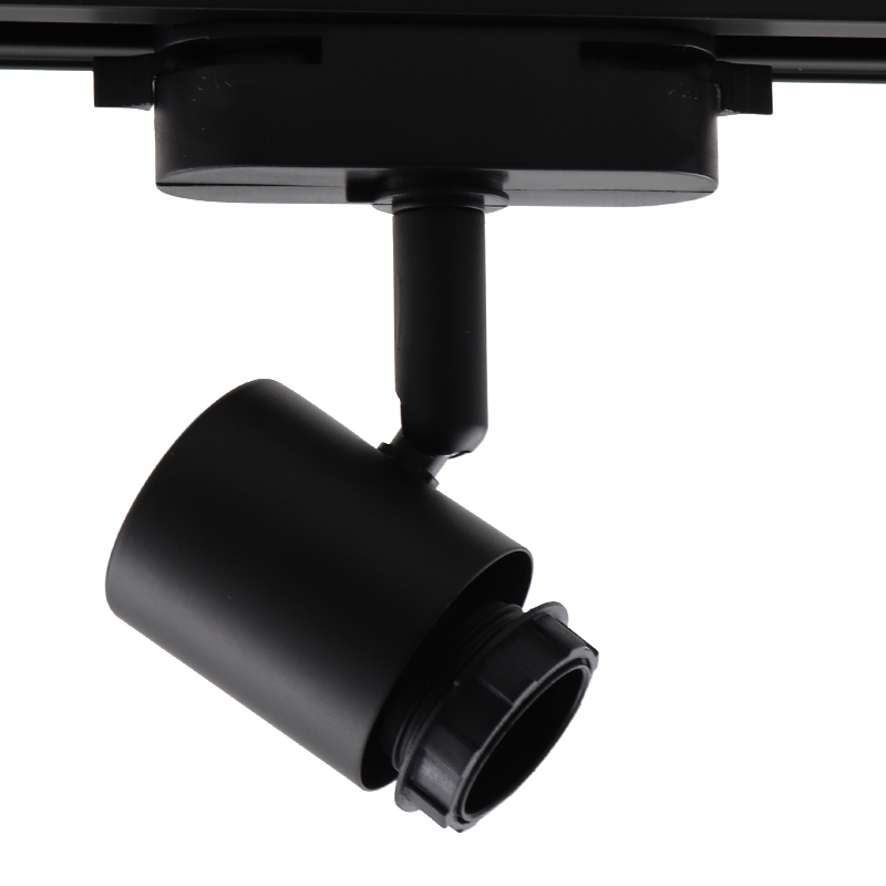 Spot de système de rail monophasé noir en plastique,