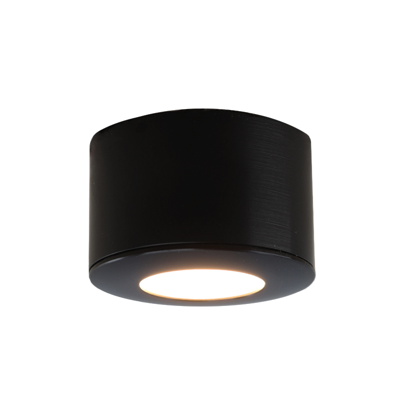 Spot en saillie veranda ronds noir Vasso, IP44, gradable