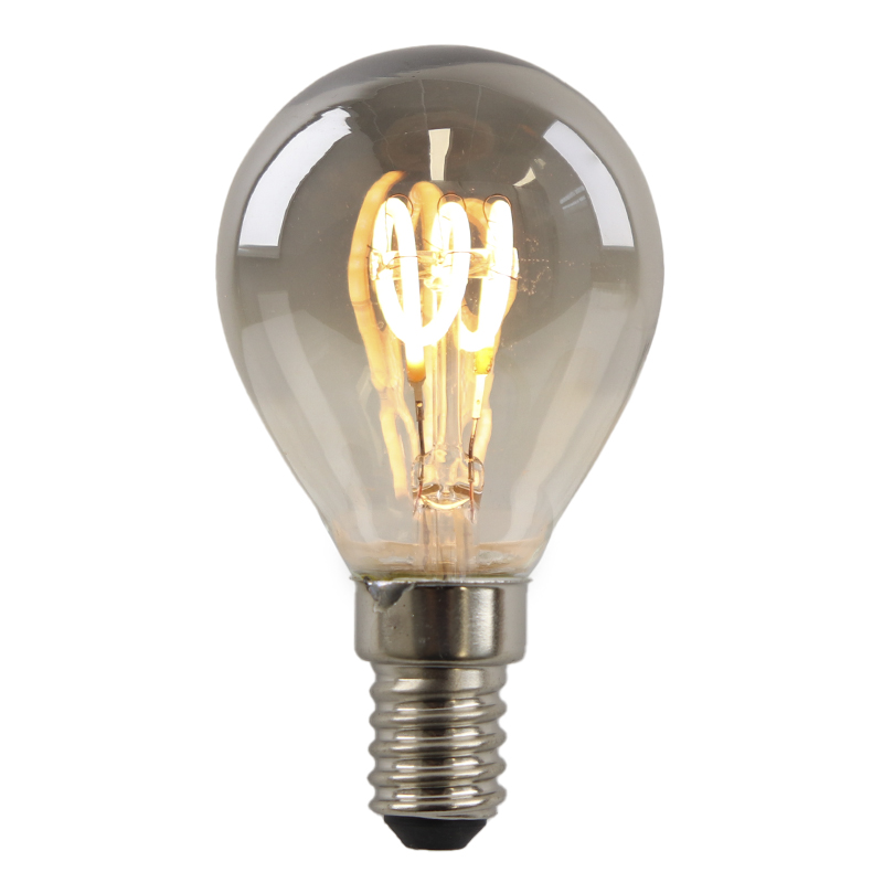 Olucia ampoule filament E14 gradable Tuelo, gris, P45, 4W, 2200K
