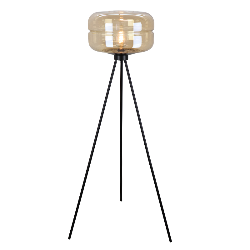 Lampadaire ambre rétro, Sean, avec interrupteur