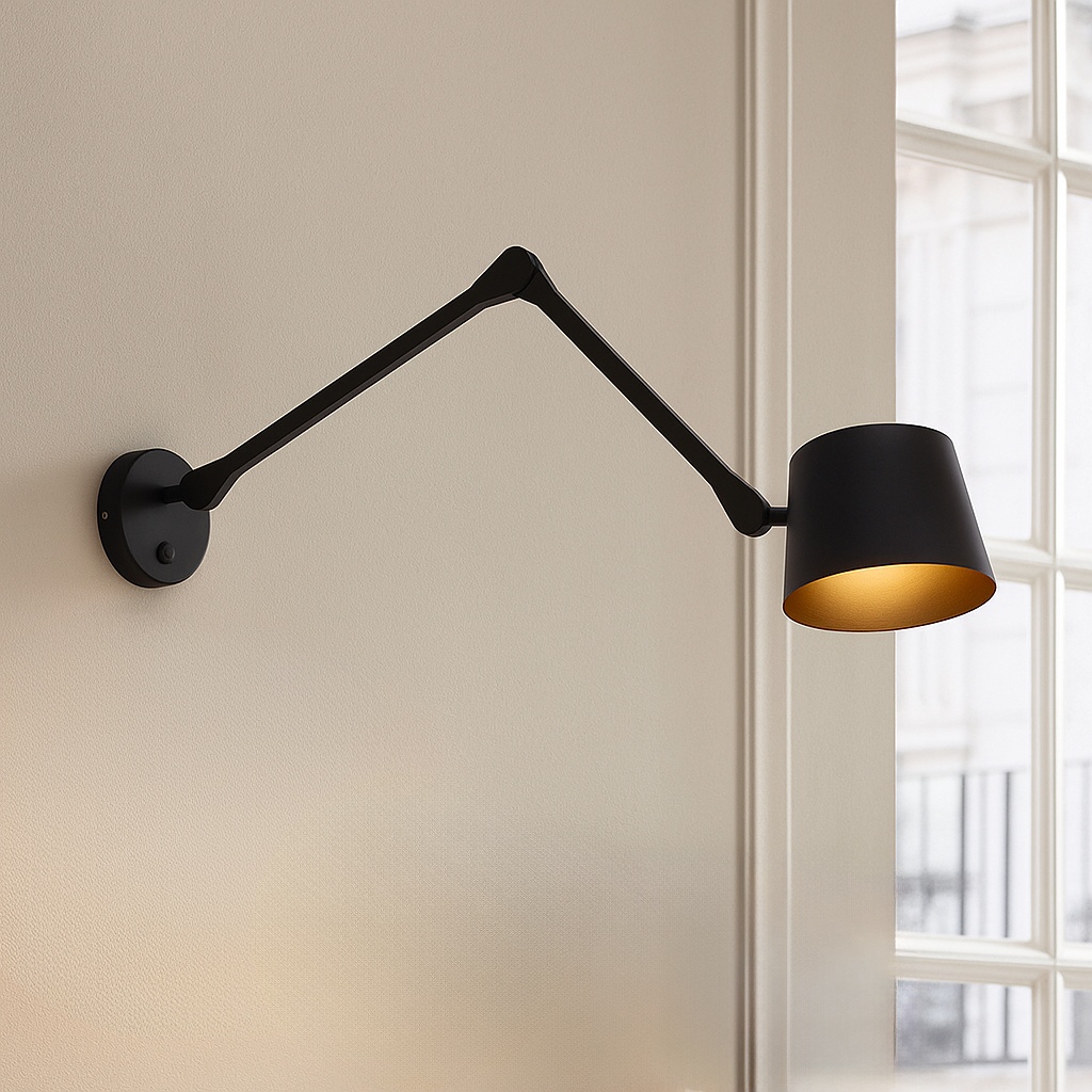 Applique murale noire moderne, Rinke, avec interrupteur