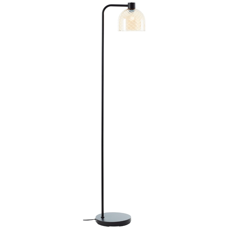 Lampadaire ambre rétro, Ubah, avec interrupteur