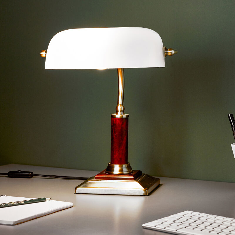 Lampe de bureau en bois marronne, Koosje, avec interrupteur