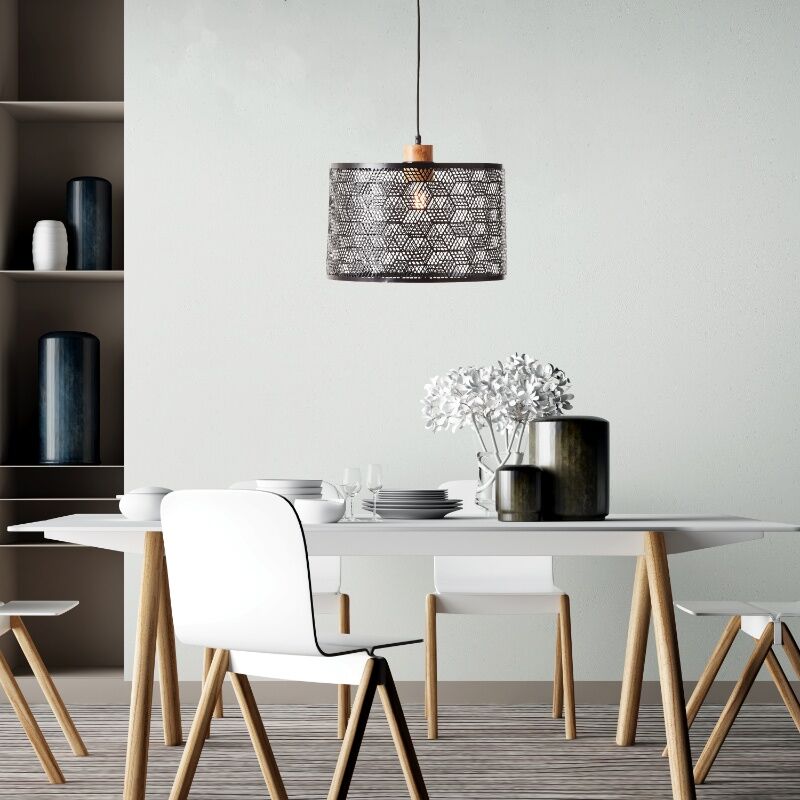 Suspension table à manger en bois noire, Sherona
