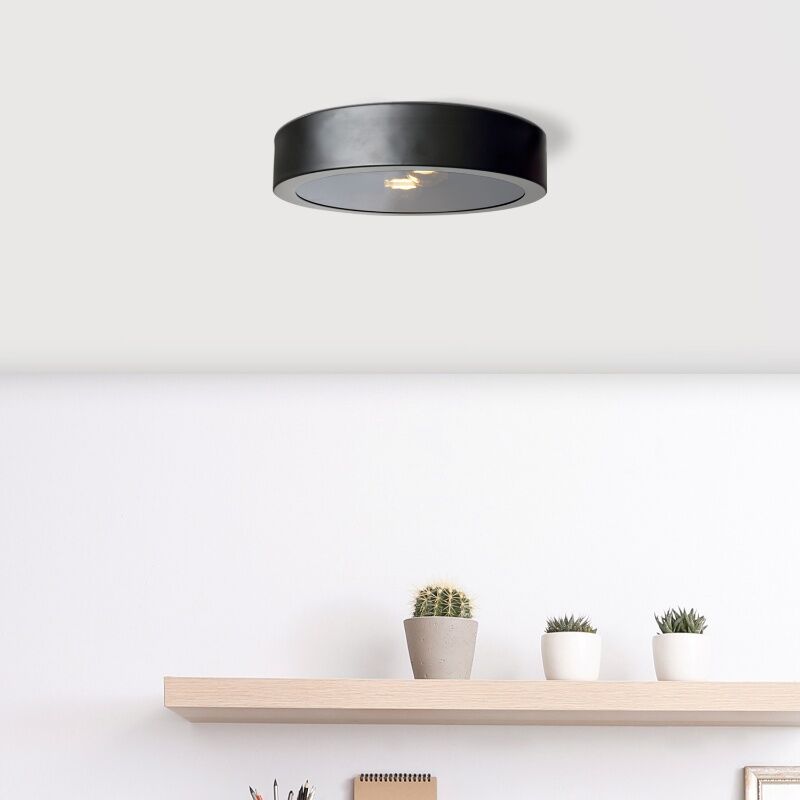 Lampe plafond noire industrielle, Sherman