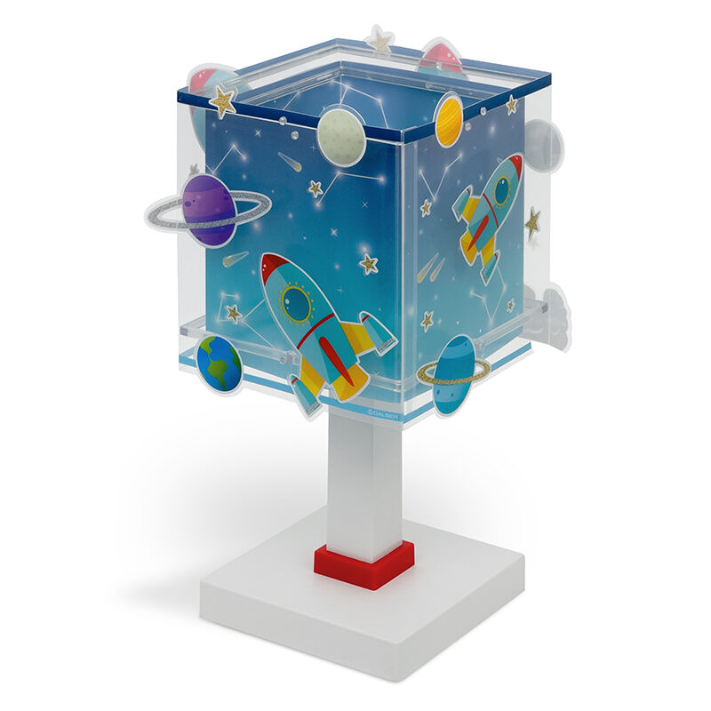 Lampe de table pour enfants en plastique bleue, Rocket