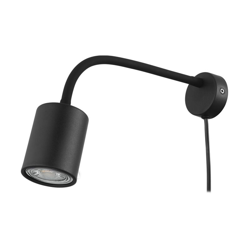 Spot plafond noir en acier, Samiha, avec interrupteur
