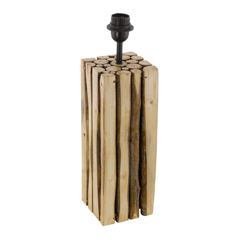 Lampe de table sans abat-jour en bois marronne, Kick, avec interrupteur