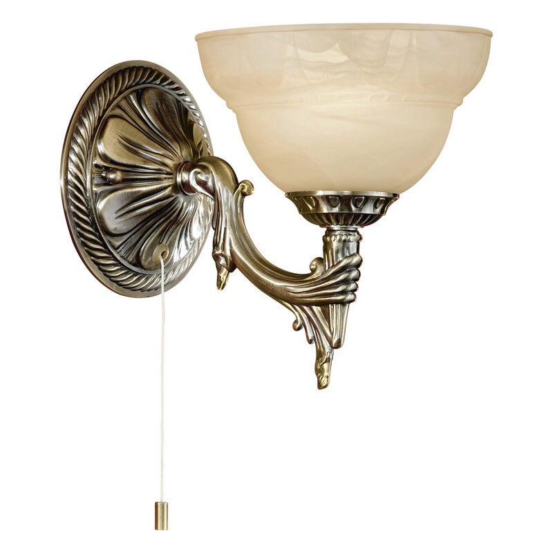Applique murale bronze en verre, Eugine, avec interrupteur à tirette