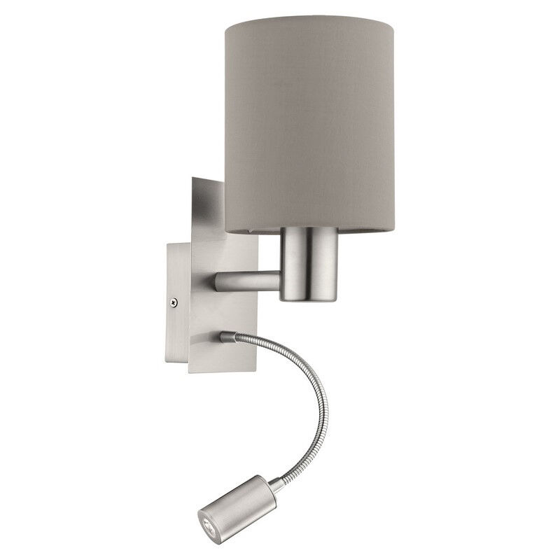 Applique murale taupe en tissu, Abano, avec interrupteur