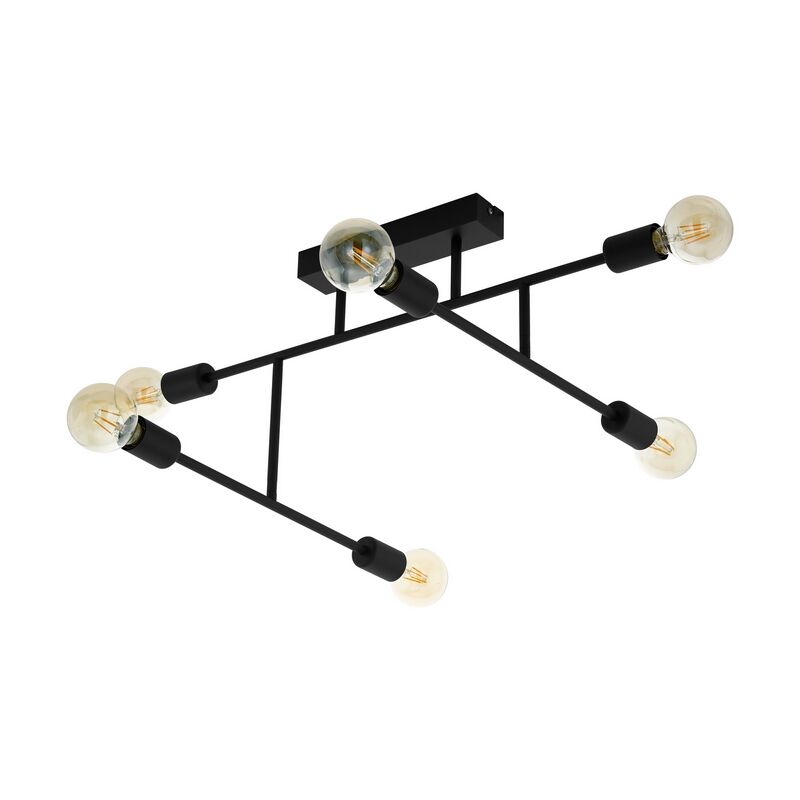 Lampe plafond noire en acier, Anica