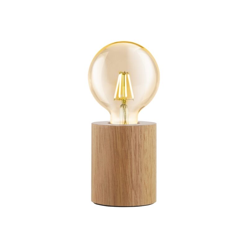 Lampe de table en bois marronne, Yannic, avec interrupteur