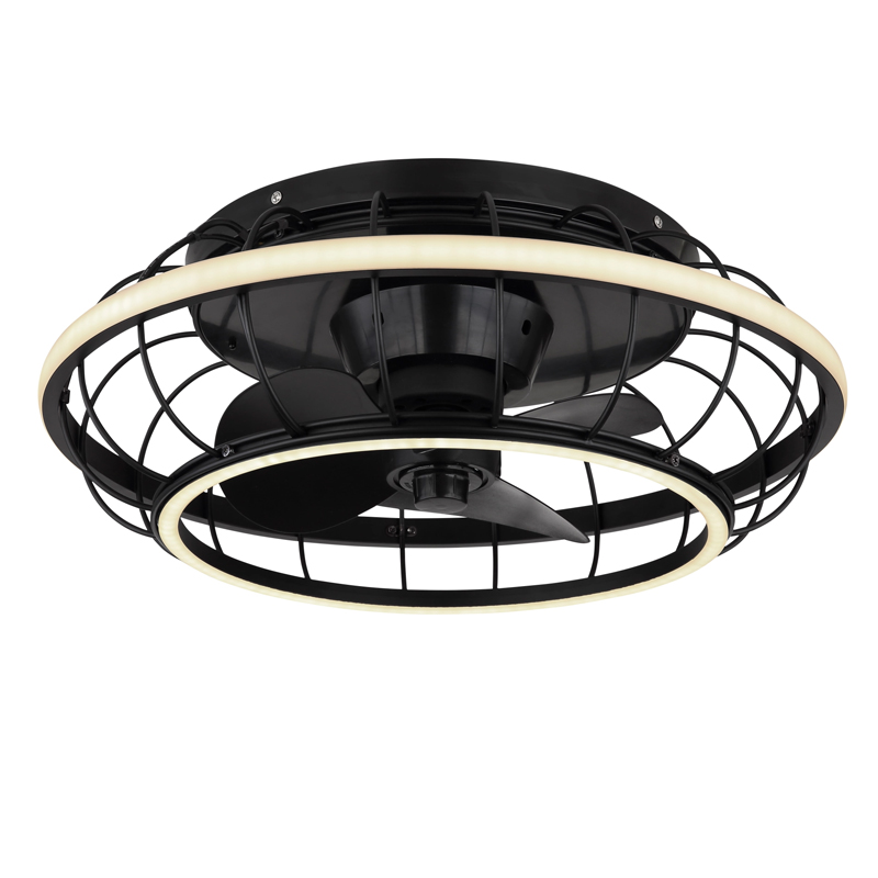 Ventilateur de plafond noir en métal, Jorne, 30W, blanc chaud à froid réglable LED, avec télécommande