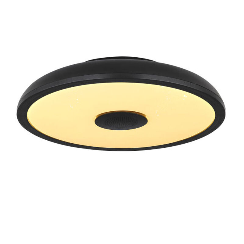 Lampe plafond noire en plastique, Musica, 18W, couleur réglable LED, IP44, avec télécommande
