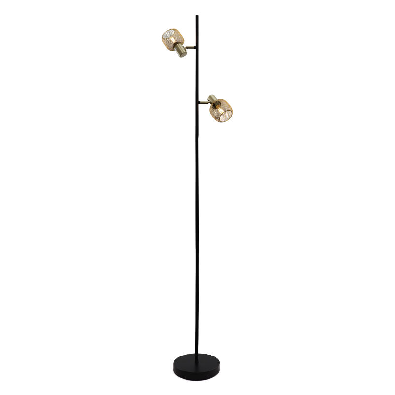 Lampadaire doré industriel, Emado, avec interrupteur