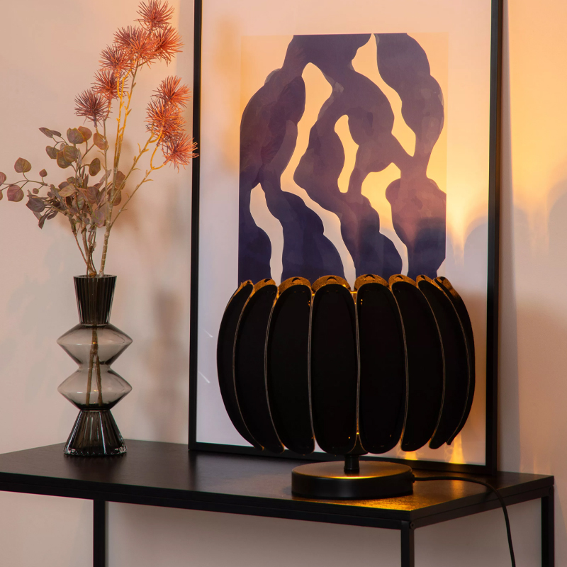 Lampe de table moderne noire, Spencer, avec interrupteur