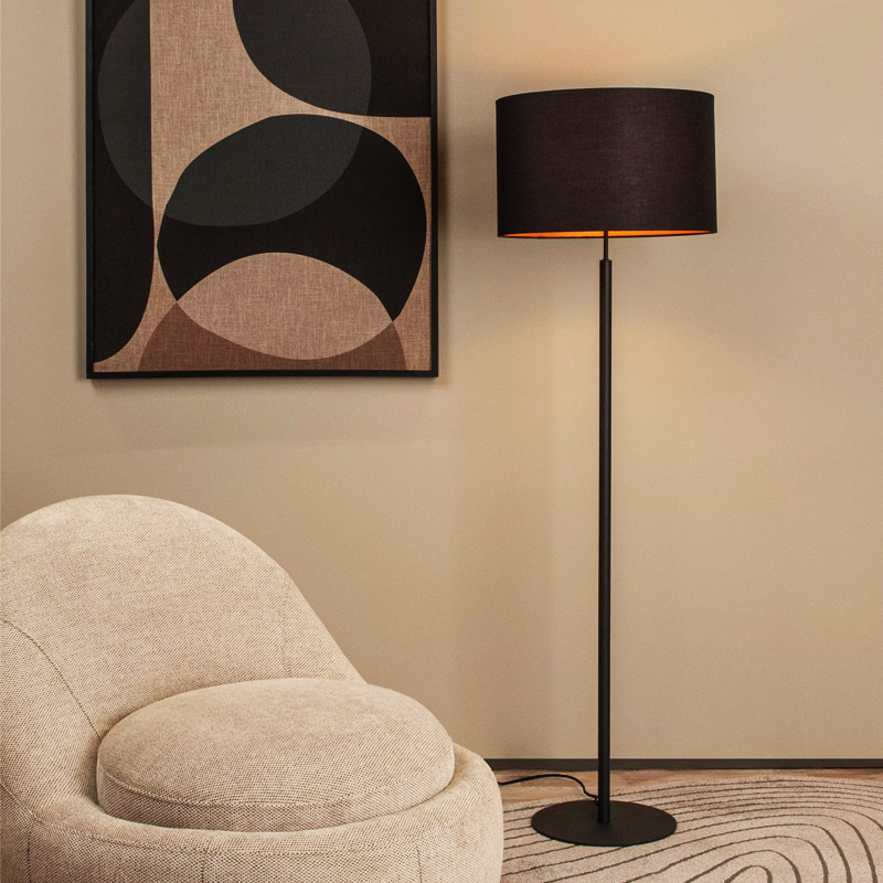Lampadaire rustique noir, Maya, avec interrupteur
