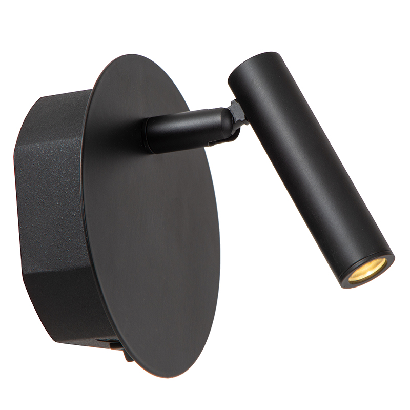 Lampe de chevet moderne noir, Jolijn, 2W, 3000K LED, avec interrupteur