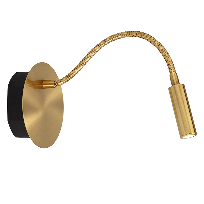 Lampe de chevet moderne doré, Jolijn, 2W, 3000K LED, avec interrupteur