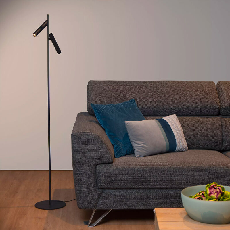 Lampadaire liseuse moderne noir, Philon, 4,5W, 3000K LED, avec variateur tactile