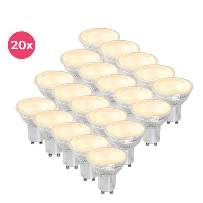 transparent LED GU10 20-pack tache Antonie, 3 Watt 2700K (Blanc Chaud)