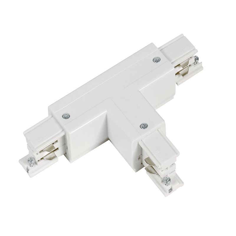 Connecteur en forme de T pour éclairage sur rail triphasé, droite 1, blanc, Pro