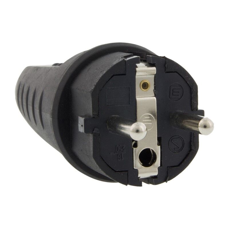 Bouchon SCHUKO Caoutchouc 10/16 Ampère, Noir