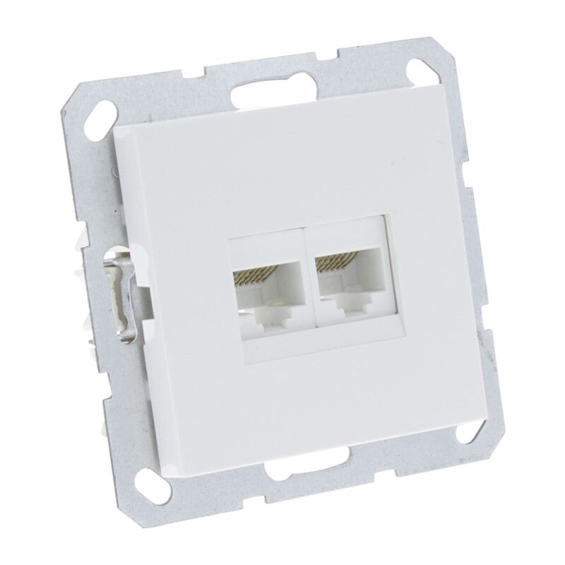 Prise S-Line Q-Link, montage encastré, téléphone / données, 2 x 8 broches, blanc polaire