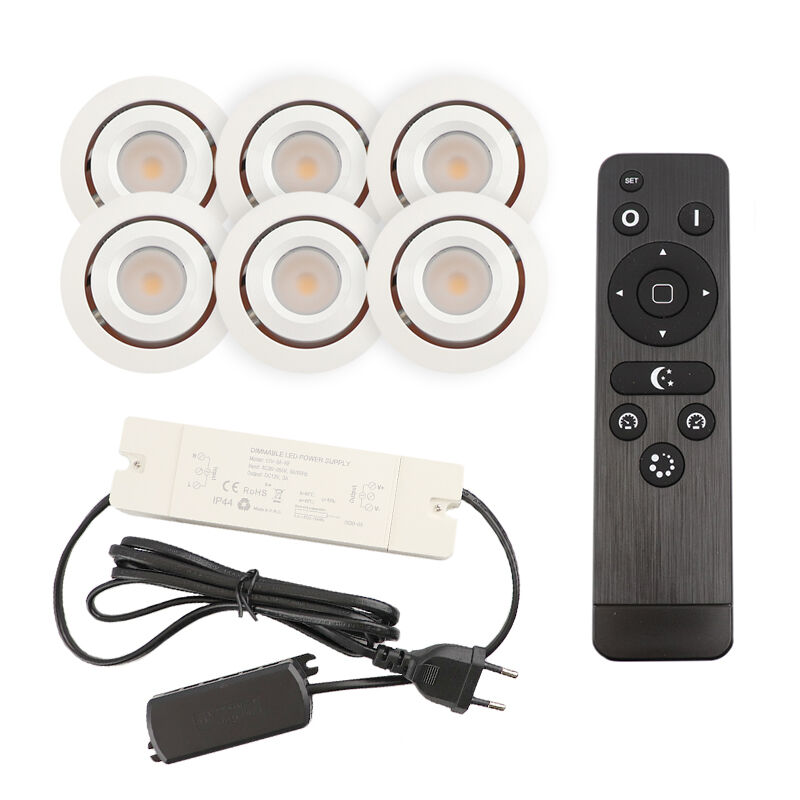6 spots veranda orientable Rona, IP44, avec kit de connexion et télécommande, blanc