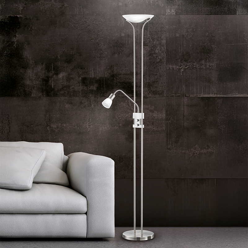Lampadaire classique nickel, Selin, 4,5W, 3000K LED, avec interrupteur