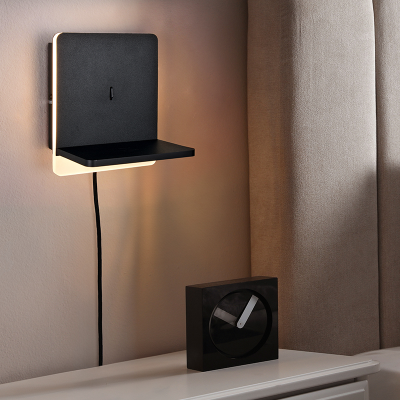 Applique murale moderne noire, Margje, 9W, 3000K LED, avec interrupteur