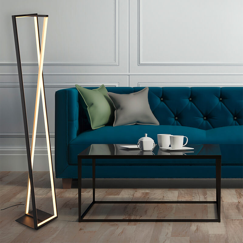 Lampadaire moderne noir, Chadi, 26W, blanc chaud à froid réglable LED