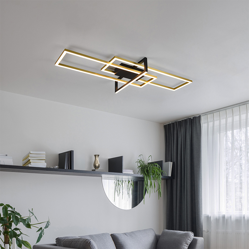 Lampe plafond moderne laiton, Hatun, 34W, 3000K LED