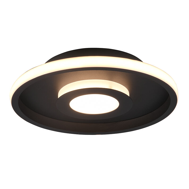 Plafonnier salle de bain moderne noir, Kayla, 28W, 3000K LED, IP44