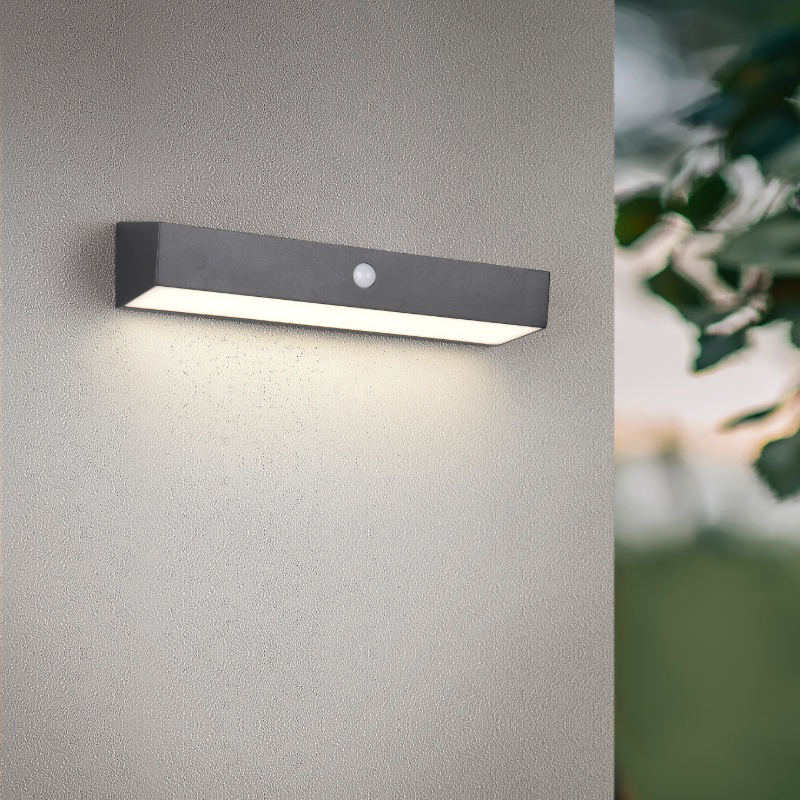 Applique solaire extérieur moderne noire, Ravindra, 6W, 4000K LED, IP44