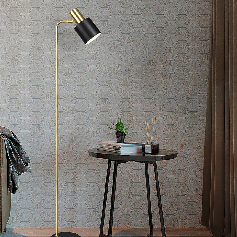 Lampadaire en métal noir, Zoja, avec interrupteur
