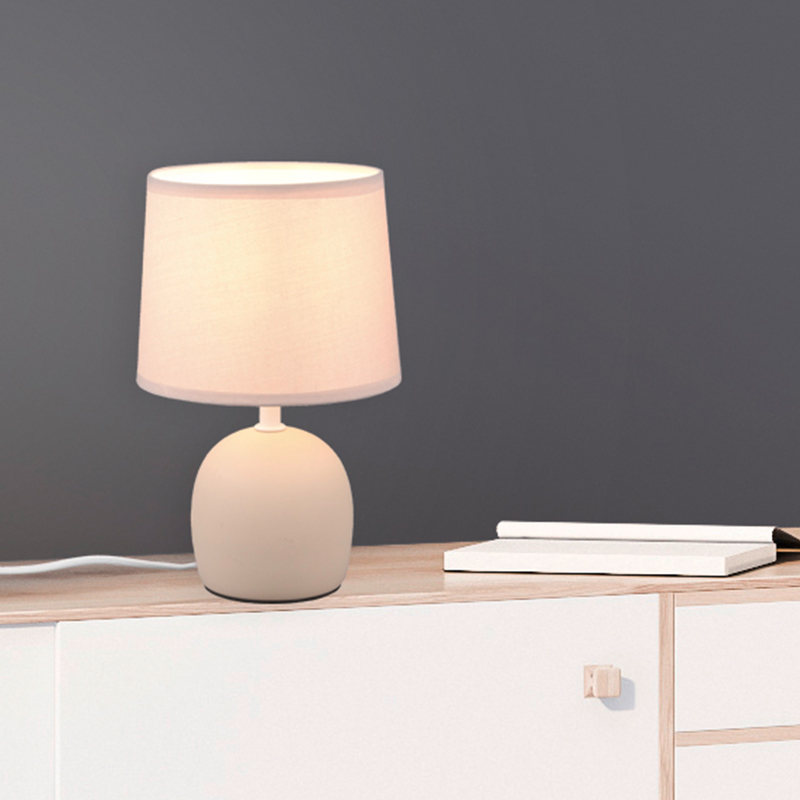 Lampe de table en céramique marronne, Myrna, avec interrupteur