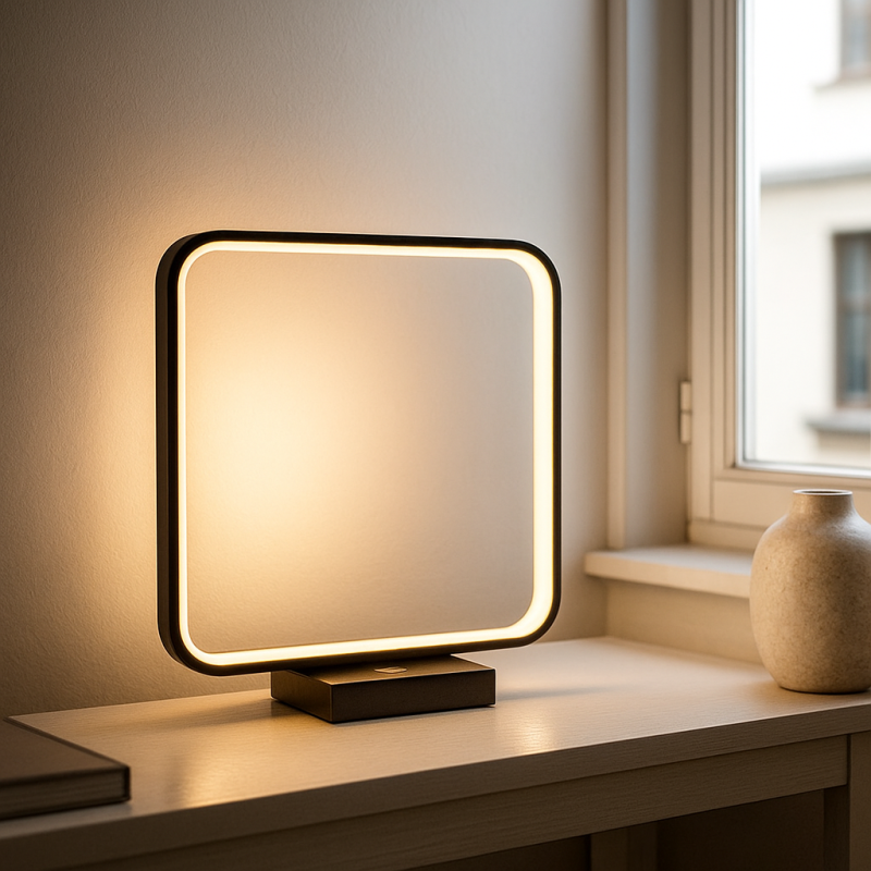 Lampe de table noire moderne, Diogo, 8W, 3000K LED, avec variateur tactile