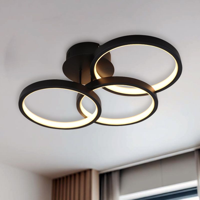 Plafonnier noir moderne, Giorgio, 30W, 2700K LED, gradable en 3 étapes