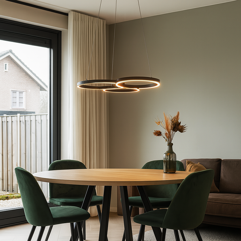 Suspension noire design, Thalia, 36W, 2700K LED, gradable en 3 étapes