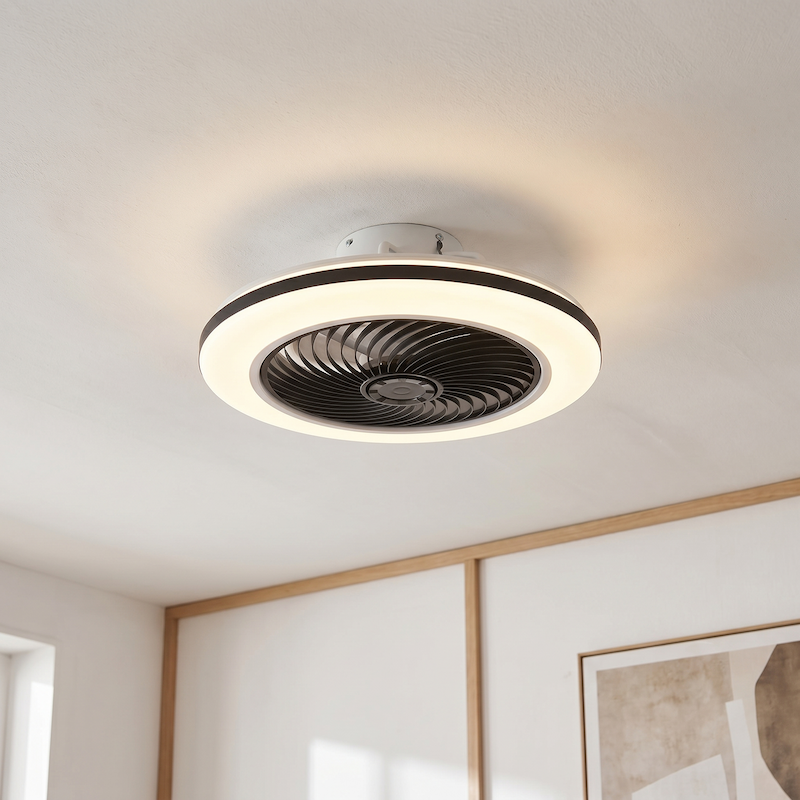 Ventilateur de plafond noir moderne, Hale, 40W, 3000K LED, avec télécommande Ventilateur de plafond noir moderne, Hale, 40W, 3000K LED, avec télécommande