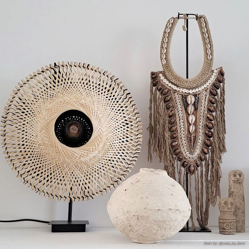 Lampe de table en rotin marronne, Cordoba, avec interrupteur