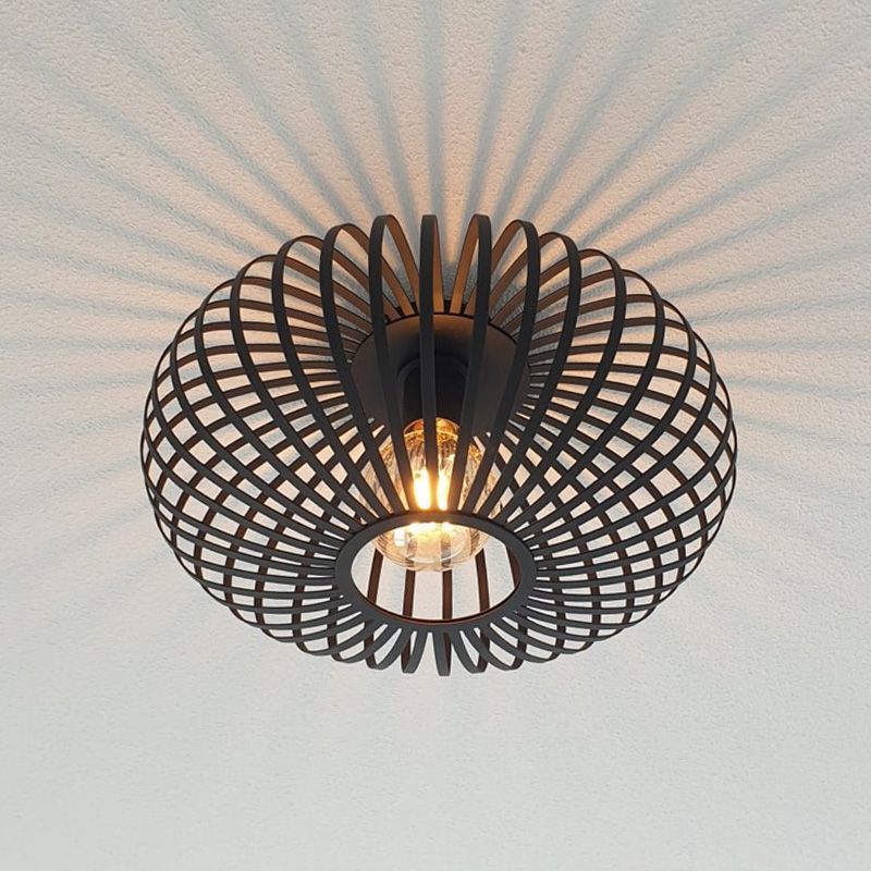 Plafonnier industrielle Lieve, noir, métal