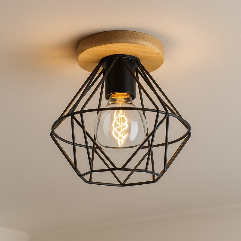 Lampe plafond en bois marronne, Jochem