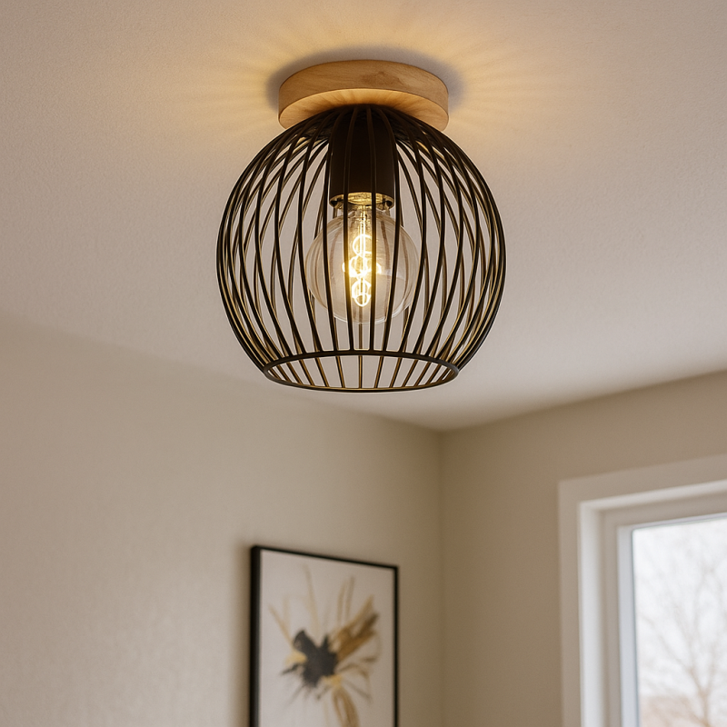 Lampe plafond en bois marronne, Wiro