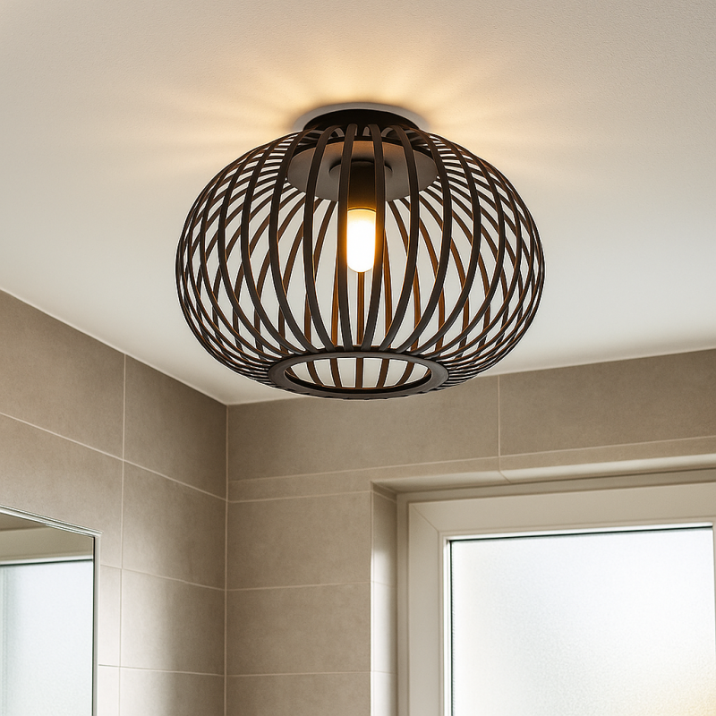 Plafonnier salle de bain noir industriel, Lieve, IP44 Plafonnier salle de bain noir industriel, Lieve, IP44